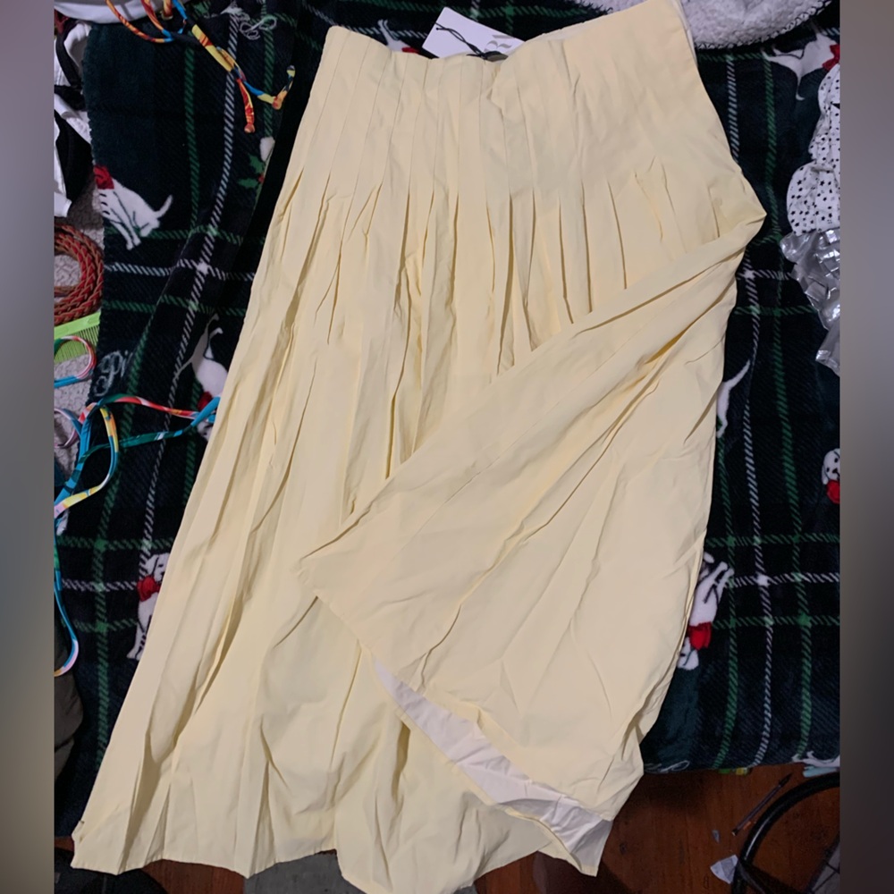 Zara Yellow Midi A-Line Skirt